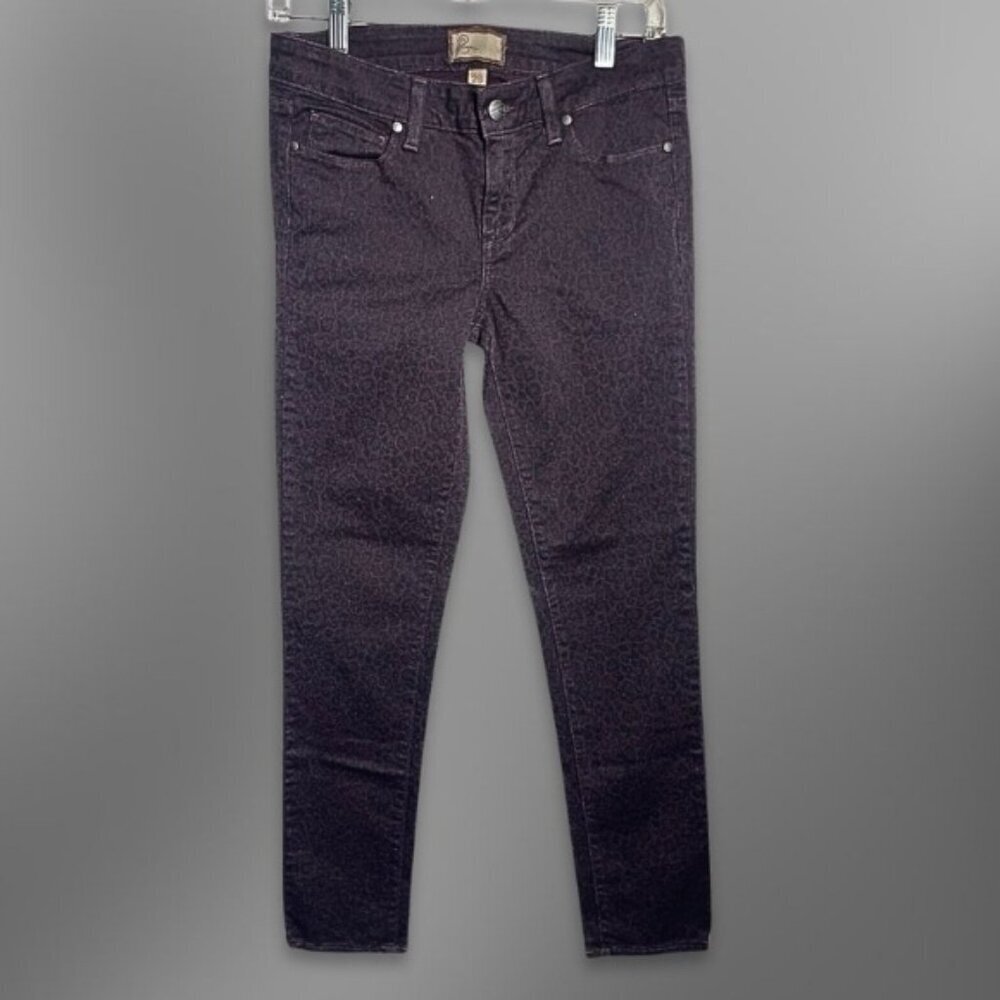 Paige Skinny Jeans Cheetah Print Stretchy Comfortable Fabric Plum Women's 27 NWT
